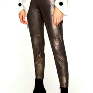 Zara Metallic Suede Legging Size Medium No Tags